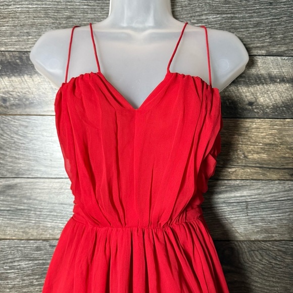 Love Fire Red Spaghetti Strap Fit & Flare Mini Dress Smocked Women’s Medium - Picture 4 of 11